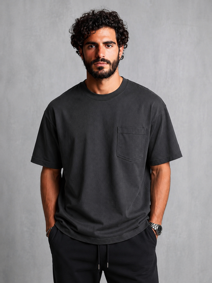 Plain Pocket T-shirt / Steel gray
