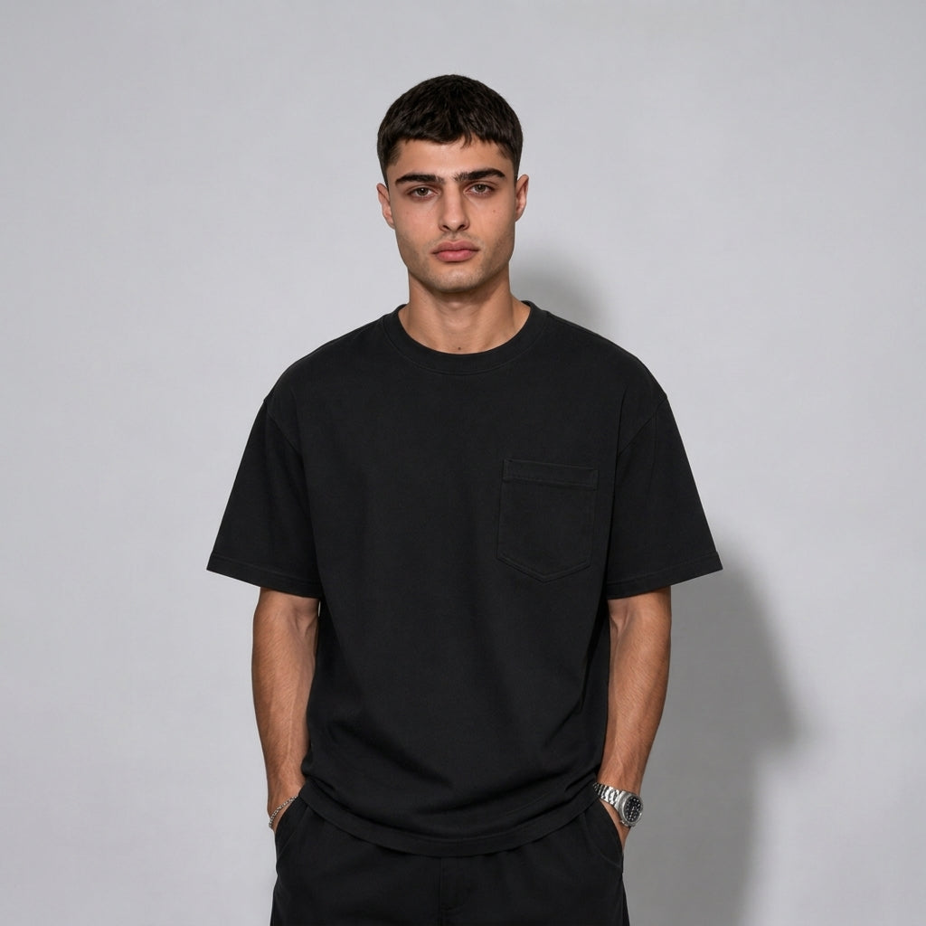 Plain Pocket T-shirt / Black